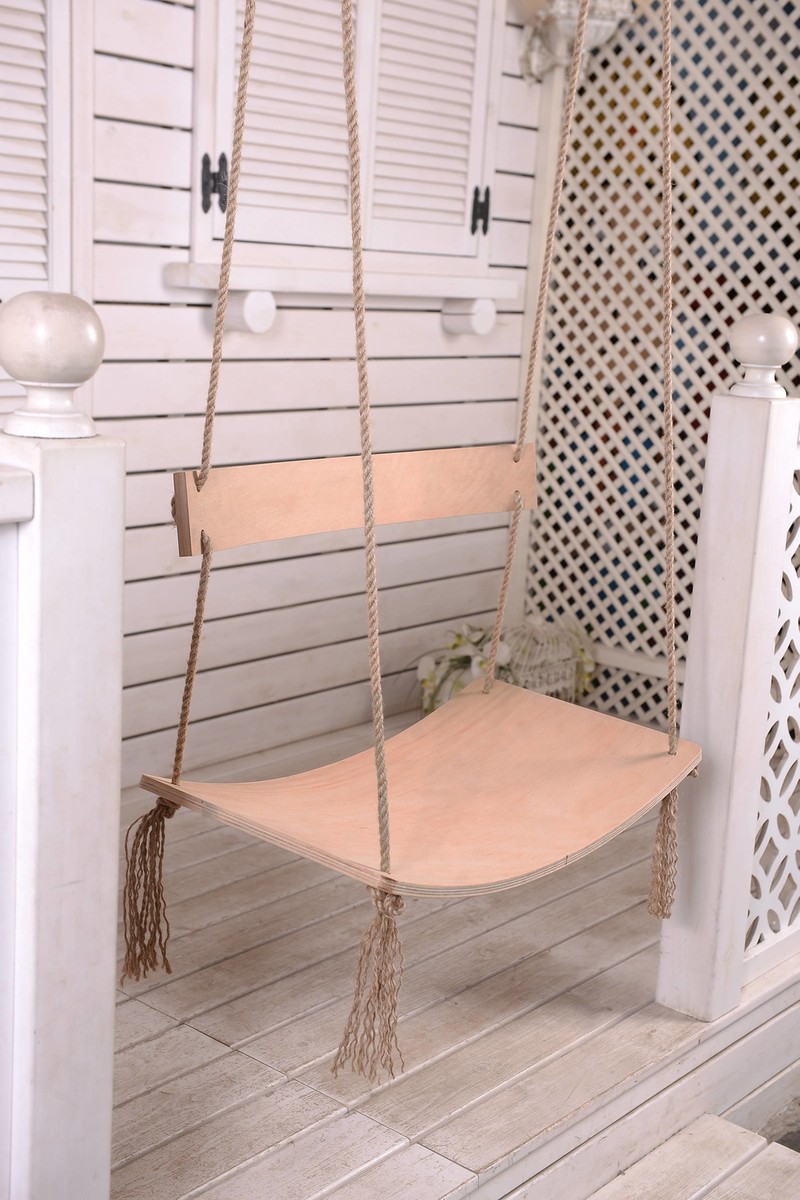 Holmen Holmen Çağlayan Ahşap Salıncak 64 34 cm Tek Kişilik Yıldızlı Desenli Minder ile Ergonomik Tasarım — 3. ürün görseli