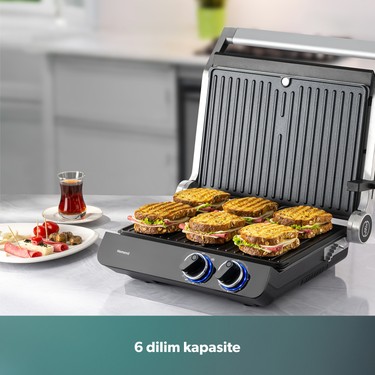 Homend Homend Grilliant 1342H 3 In 1 Inox Gövde Çift Taraflı Xl Döküm Plaka Tost ve Izgara — 3. ürün görseli
