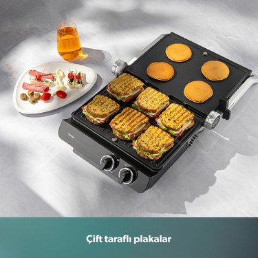 Homend Homend Grilliant 1342H 3 In 1 Inox Gövde Çift Taraflı Xl Döküm Plaka Tost ve Izgara — 4. ürün görseli