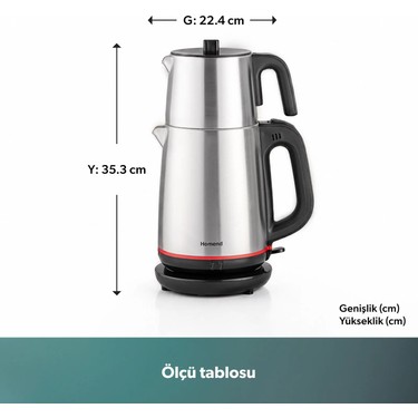 Homend Homend Royaltea 1711h Çay Makinesi 1 l Demlik 1,9 l Su Isıtıcı Kapasiteli Çelik İnox Siyah — 2. ürün görseli