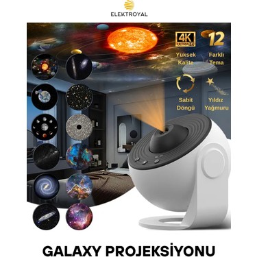 Howear Howear 4K Hd Galaxy Projeksiyon 12 Farklı Tema Döngü Seçenekli Işık Projeksiyonu Planetarium Projektör fiyatı ve görseli