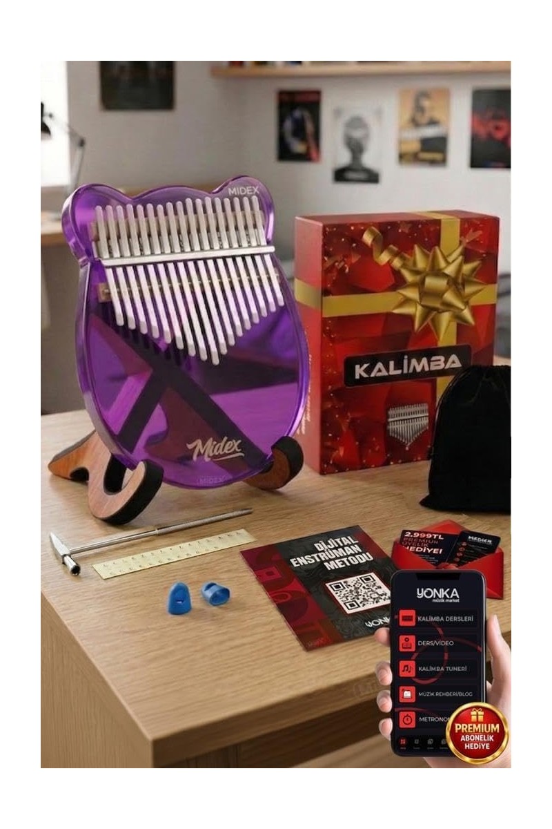 [](https://www.hepsiburada.com/)Midex KLX-660-PAK Mor Renk Cam Kalimba 17 Tuşlu Full Set