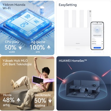 Huawei Huawei BE3 Wi-Fi 7 Router, BE3600 Mbps, Fiber Destekli, 1×2.5 Gbps + 3×1 Gbps Wan/lan Port, — 3. ürün görseli