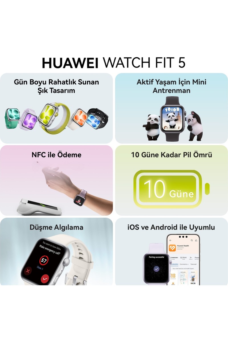 Huawei Huawei Watch Fit 5 Akıllı Saat - Siyah, Gelişmiş Uyku Takibi, Uzun Pil Ömrü, Ios Android Uyumlu — 2. ürün görseli