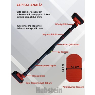 Hubstein Hubstein 95-125 CM Koridor Barfiksi Barfix Aleti Çubuğu Çekme Barı Demiri Çelik — 2. ürün görseli