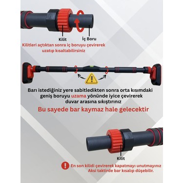 Hubstein Hubstein 95-125 CM Koridor Barfiksi Barfix Aleti Çubuğu Çekme Barı Demiri Çelik — 3. ürün görseli