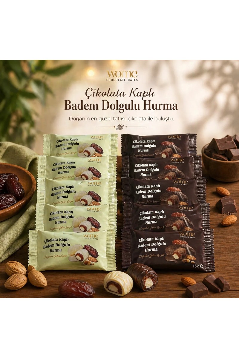 Hurma Kervanı Hurma Kervanı Çikolatalı Badem Dolgulu Hurma 1 kg Lezzetli Sağlıklı — 5. ürün görseli