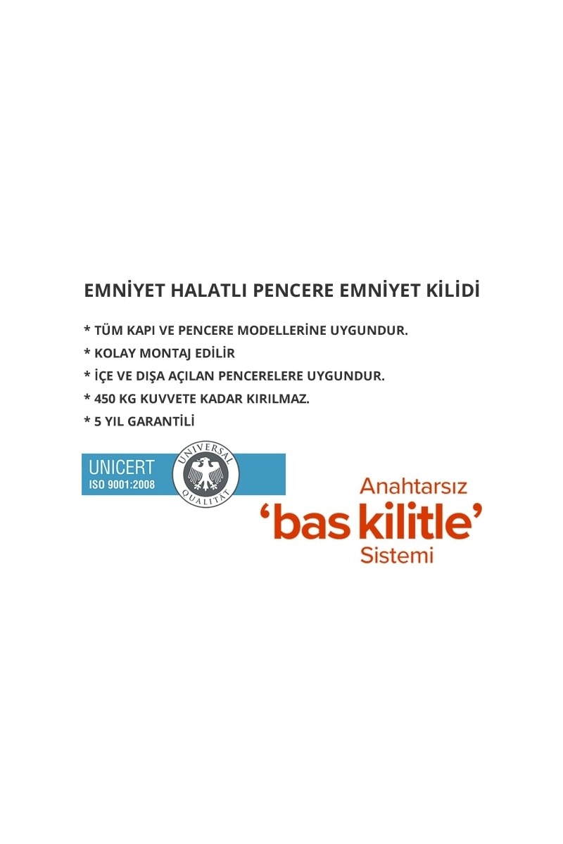 Huzuraks Huzuraks Winlock Bas Kilitle Pvc Pimapen Kapı Pencere Çocuk Emniyet Kilidi Halatlı Anahtarlı 1 — 5. ürün görseli
