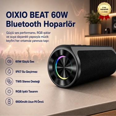 Hzl HZL BEAT 60W Su Geçirmez ipx7 Bluetooth AUX Sd Card Usb Yüksek Ses Kaliteli Hoparlör RGB fiyatı ve görseli