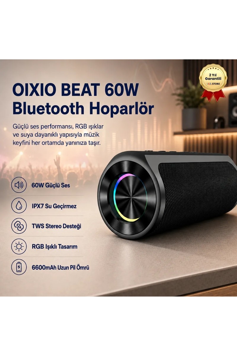 Hzl HZL BEAT 60W Su Geçirmez ipx7 Bluetooth AUX Sd Card Usb Yüksek Ses Kaliteli Hoparlör RGB — 5. ürün görseli