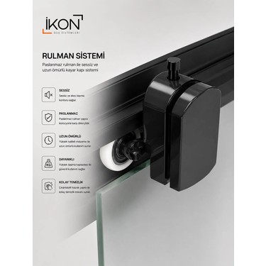 İkon Duş Sistemleri İkon Duş Sistemleri Siyah Buzlu 1 Sabit 1 Sürgü Duşakabin 04 — 4. ürün görseli