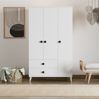 İmbaş İmbaş Opal 3 Kapaklı Modern Tasarımlı Gardırop Beyaz Suntalam fiyatı ve görseli