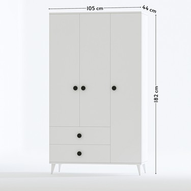 İmbaş İmbaş Opal 3 Kapaklı Modern Tasarımlı Gardırop Beyaz Suntalam — 4. ürün görseli