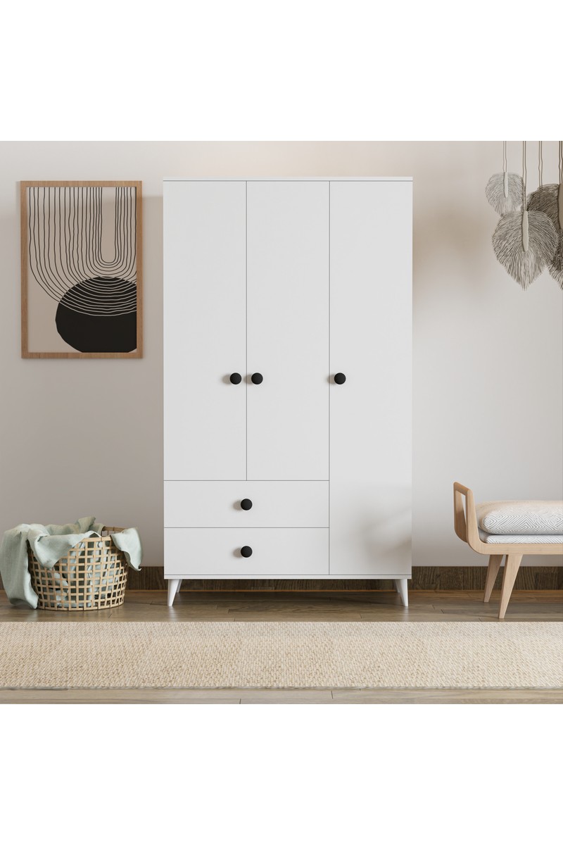 İmbaş İmbaş Opal 3 Kapaklı Modern Tasarımlı Gardırop Beyaz Suntalam — 6. ürün görseli