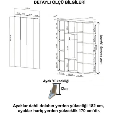 İmbaş İmbaş Safir 4 Kapaklı Gardırop Beyaz Renk ve Suntalam ile Geniş Depolama — 6. ürün görseli