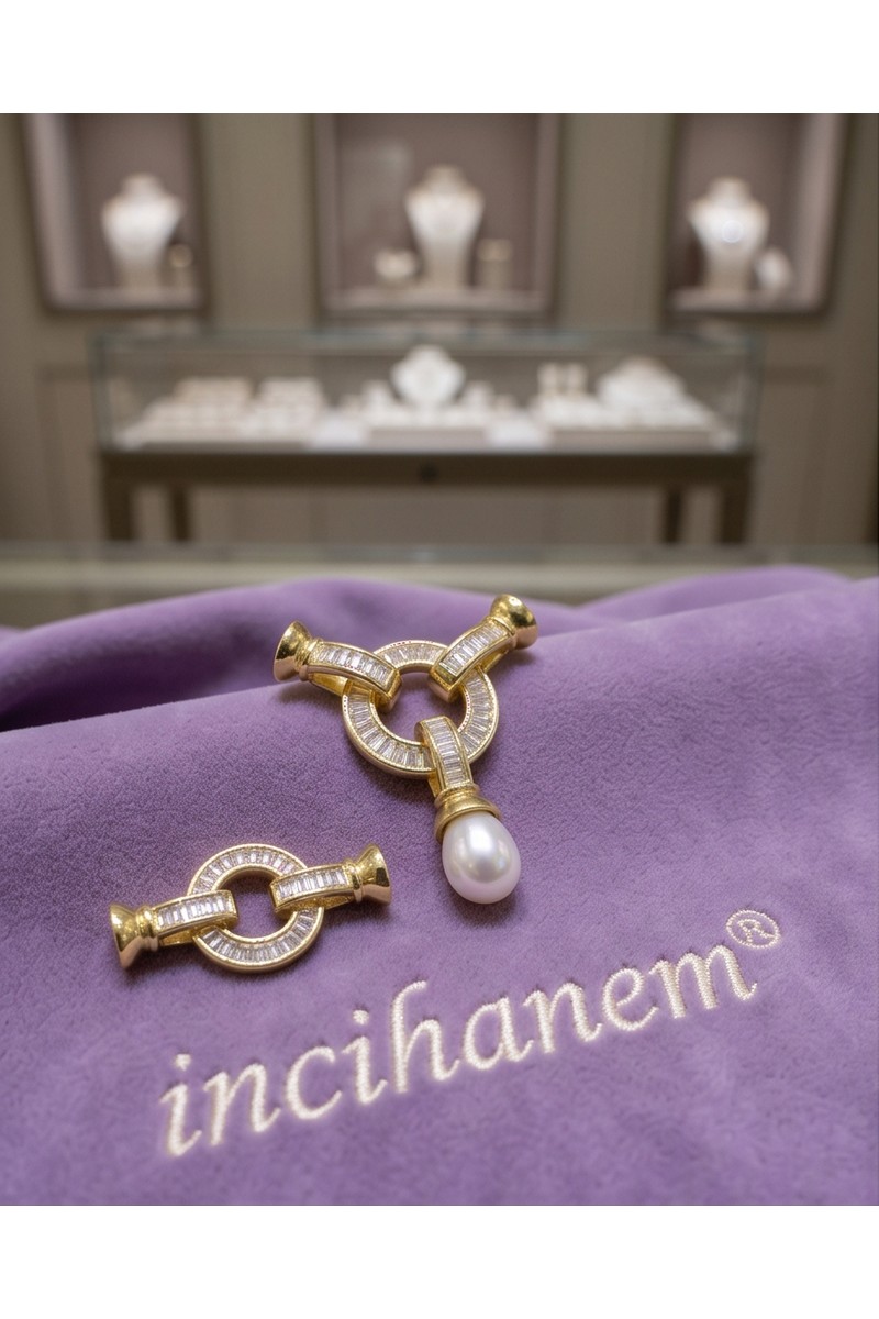 İncihanem İncihanem Incihanem ® Alya Parıltısı Baget Taşlı Inci Takımı Kilit Aparat Seti (Kolye & Bileklik) — 3. ürün görseli