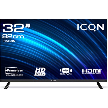ICQN Icqn 32SFS3N 32 Ekran 82 cm LED Televizyon 1920 x 1080 Full HD Çözünürlük Dahili Uydu fiyatı ve görseli