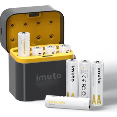 iMuto Imuto 3600 mWh AA Lityum Şarjlı Pil Seti (8’li) + 8 Yuvalı Şarj Cihazı Yüksek fiyatı ve görseli