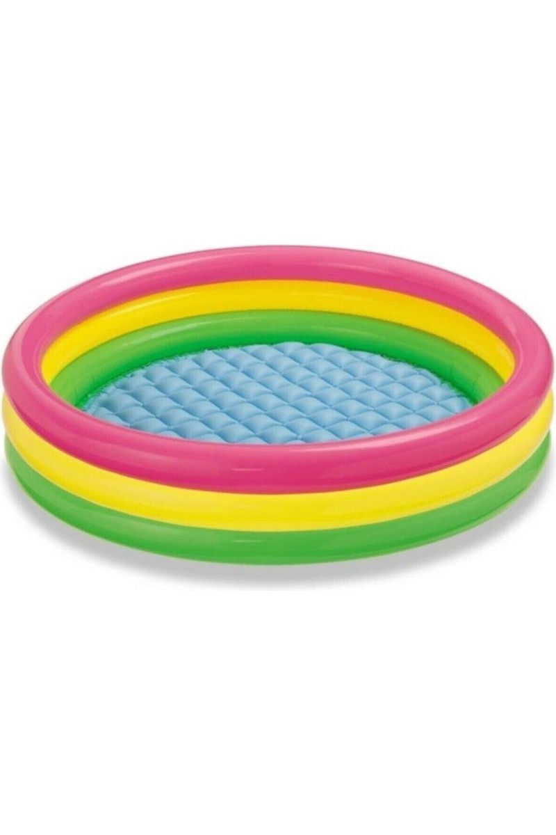 intex Çocuk Renkli 3 Boğumlu Bebek Havuzu 86 cm Çap 25 cm Yükseklik Super Tough Vinil