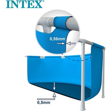 intex Intex Dikdörtgen Yer Üstü Havuz 220x150x60 Cm Paslanmaz Çerçeve Dayanıklı PVC Polyester Mavi — 2. ürün görseli