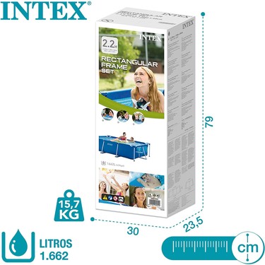 intex Intex Dikdörtgen Yer Üstü Havuz 220x150x60 Cm Paslanmaz Çerçeve Dayanıklı PVC Polyester Mavi — 4. ürün görseli