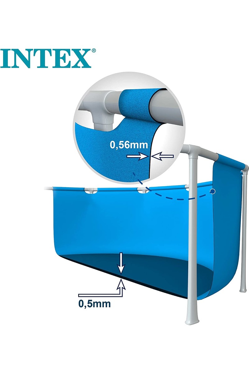 intex Intex Dikdörtgen Yer Üstü Havuz 220x150x60 Cm Paslanmaz Çerçeve Dayanıklı PVC Polyester Mavi — 6. ürün görseli