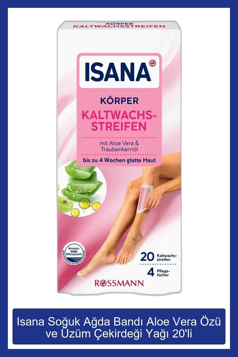 Isana Aloe Vera Özü ve Üzüm Çekirdeği Yağı İçeren Soğuk Ağda Bandı 20 Adet Koltuk Altı ve Bacak İçin