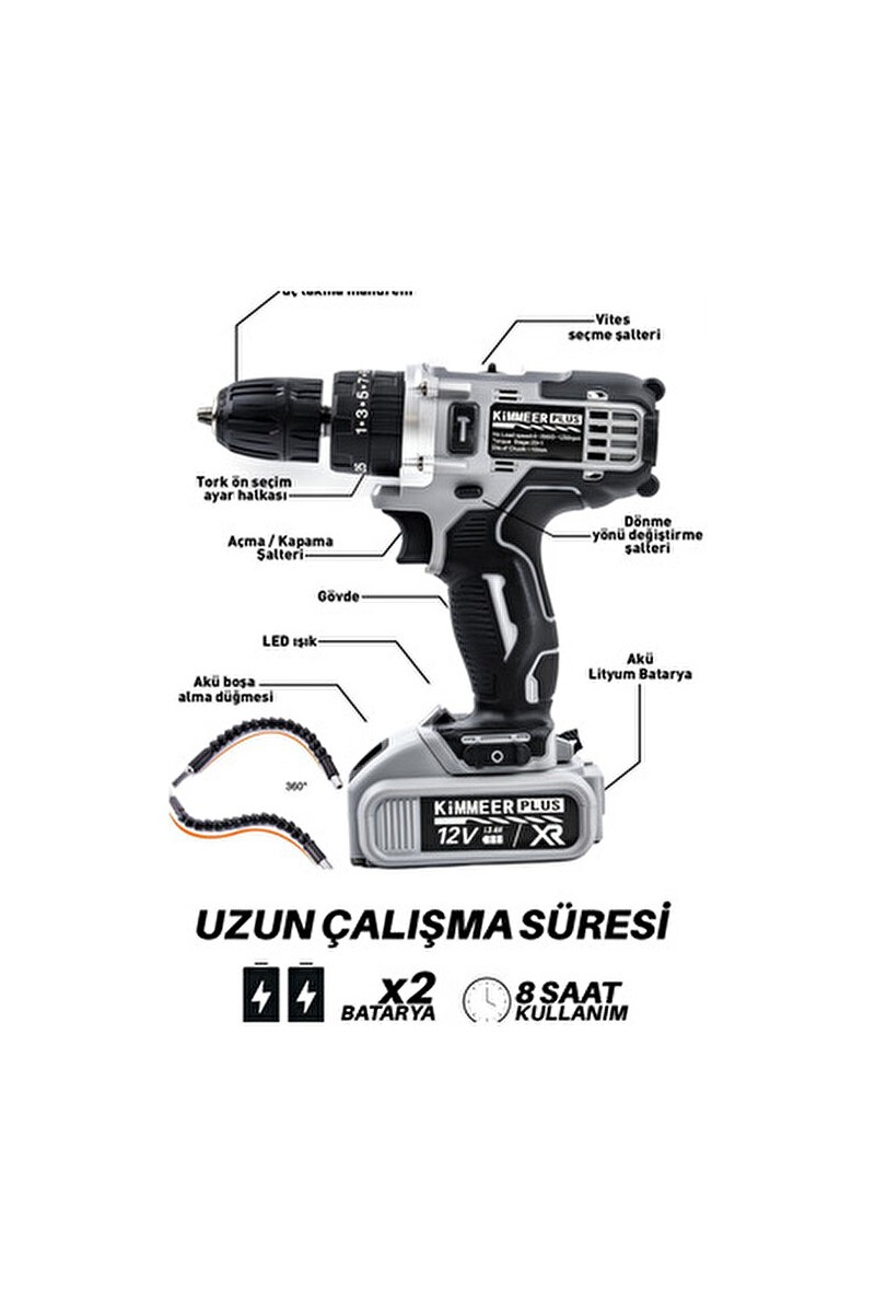 Jetta Jetta Power Tools Kimmeer Plus Profesional 58 Vf Çelik Şanzıman 24 Parça Şarjlı Matkap Set — 2. ürün görseli
