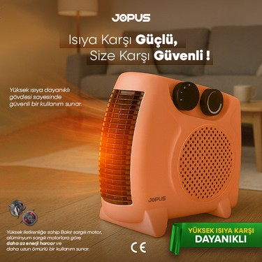 Jopus Jopus 2000W Elektrikli Fanlı Isıtıcı, Termostatlı, Sıcak-Soğuk Hızlı Isıtma, 25 m² Alan Kapasitesi — 3. ürün görseli