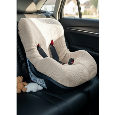 Joyous Mom & Kids Joyous Mom & Kids 4 Katlı Müslin Bebek Oto Koltuk Kılıfı Lastikli %100 Pamuk Organik Oto Koltuk fiyatı ve görseli