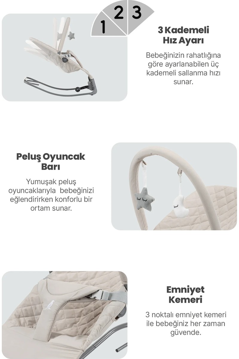 Kanz Kanz Robin Bej Elektrikli Ana Kucağı 0-15 kg Taşıma Kapasitesi ile Isofix Özellikli Rahat Kullanım — 2. ürün görseli