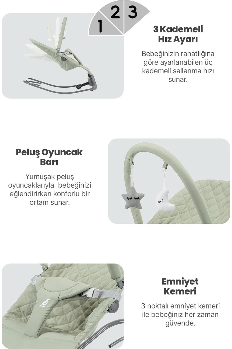 Kanz Kanz Robin Elektrikli Ana Kucağı Isofix Özelliği ile Yeşil — 3. ürün görseli