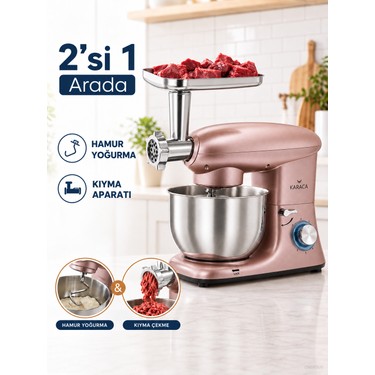 Karaca Karaca 2 Si 1 Arada Kıyma ve Hamur Yoğurma Makinesi Stand Mikser Mutfak Şefi 1900W 5,5 Lt (Kıyma fiyatı ve görseli
