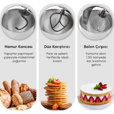 Karaca Karaca Mastermaid Chef Pro Çift Kollu Stand Mikser Galaxy Grey 1750 — 6. ürün görseli