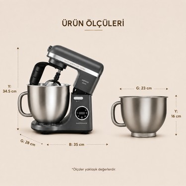 Karaca Karaca Mastermaid Chef Ultra D2000W Dijital Ekranlı Hamur Yoğurma Makinesi Galaxy Grey — 4. ürün görseli