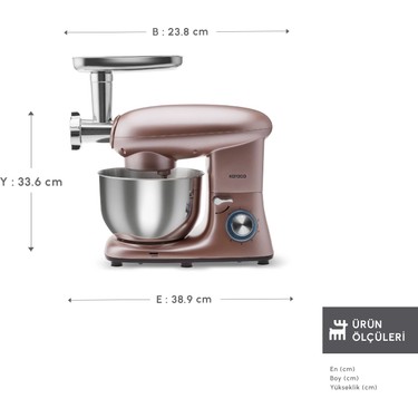 Karaca Karaca Multichef Stand Mikser Rosegold 1900W 5,5 Lt (Kıyma Çekme /Sucuk-Sosis/İçli Köfte — 3. ürün görseli