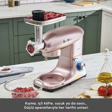 Karaca Karaca Multichef Stand Mikser Rosegold 1900W 5,5 Lt (Kıyma Çekme /Sucuk-Sosis/İçli Köfte — 6. ürün görseli