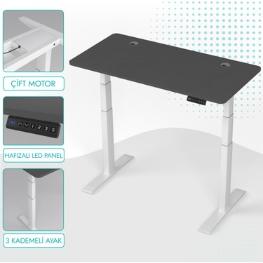 Karr Office Karr Office O-Flex Duo Çift Motorlu Elektrikli Yükseklik Ayarlı Masa - 120x60 - Antrasit - fiyatı ve görseli