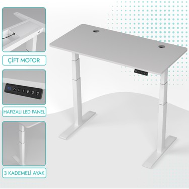 Karr Office Karr Office O-Flex Duo Çift Motorlu Elektrikli Yükseklik Ayarlı Masa - 120x60 - Beyaz - fiyatı ve görseli