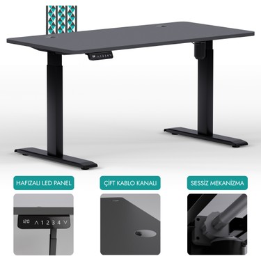 Karr Office Karr Office O-Flex Tek Motorlu Elektrikli Yükseklik Ayarlı Masa - 120x60 - Antrasit - fiyatı ve görseli