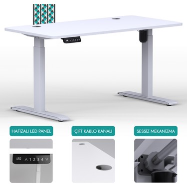 Karr Office Karr Office O-Flex Tek Motorlu Elektrikli Yükseklik Ayarlı Masa - 120x60 - Beyaz - fiyatı ve görseli