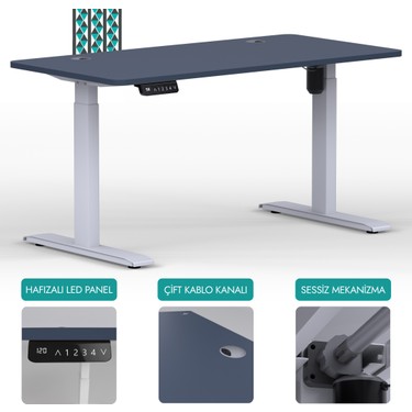 Karr Office Karr Office O-Flex Tek Motorlu Elektrikli Yükseklik Ayarlı Masa - 120x60 - Pasifik Mavi - fiyatı ve görseli