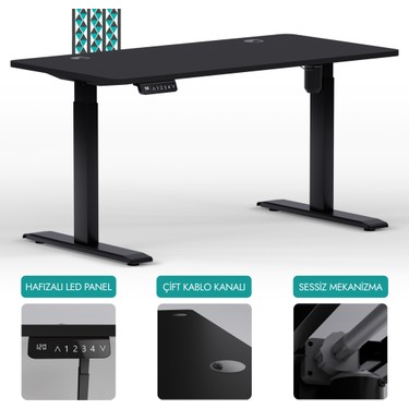 Karr Office Karr Office O-Flex Tek Motorlu Elektrikli Yükseklik Ayarlı Masa - 120x60 - Siyah - fiyatı ve görseli
