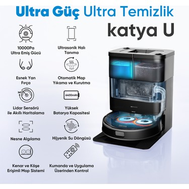 Şımart katya U Akıllı Robot Süpürge 10000PA Yüksek Emiş Gücü, Otomatik Mop Yıkama ve — 2. ürün görseli