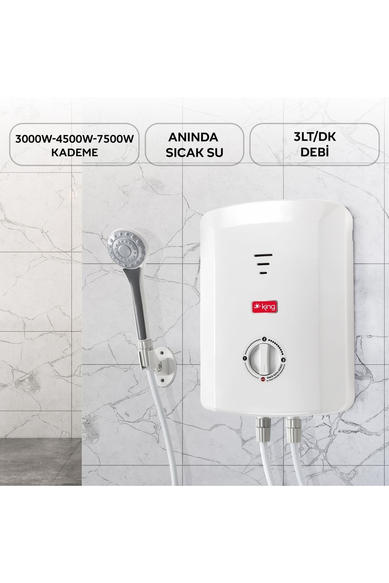 King K 7008 Ekvator Ani Su Isıtıcı 7000 W Güç 8 Litre Kapasite ile Hızlı Isıtma