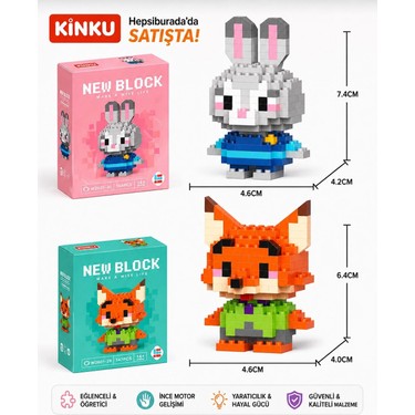 Kinku Kinku Judy Hopps - Nick Wilde Mini 3D Puzzle / Sevimli Figür / 2'li Eğlenceli Set / fiyatı ve görseli