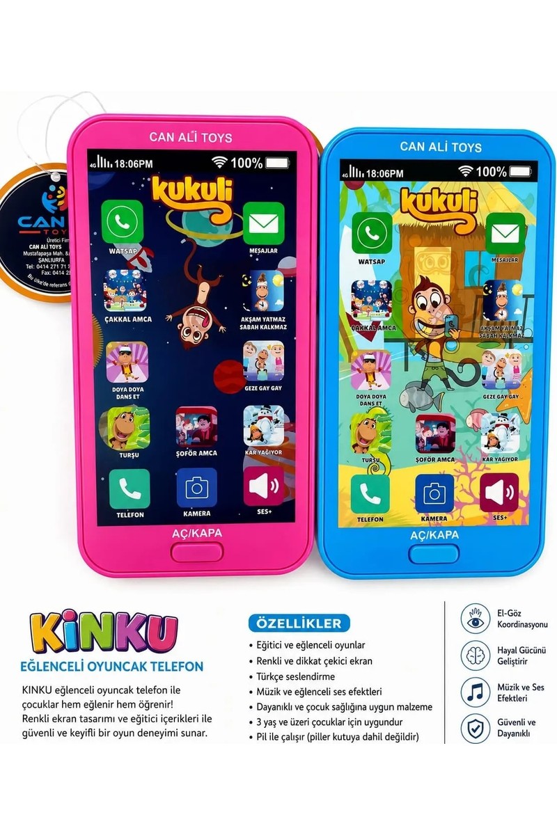 Kinku Kinku Oyuncak Dokunmatik Cep Telefonu Türkçe Sesli 12 Fonksiyonlu 1 — 2. ürün görseli