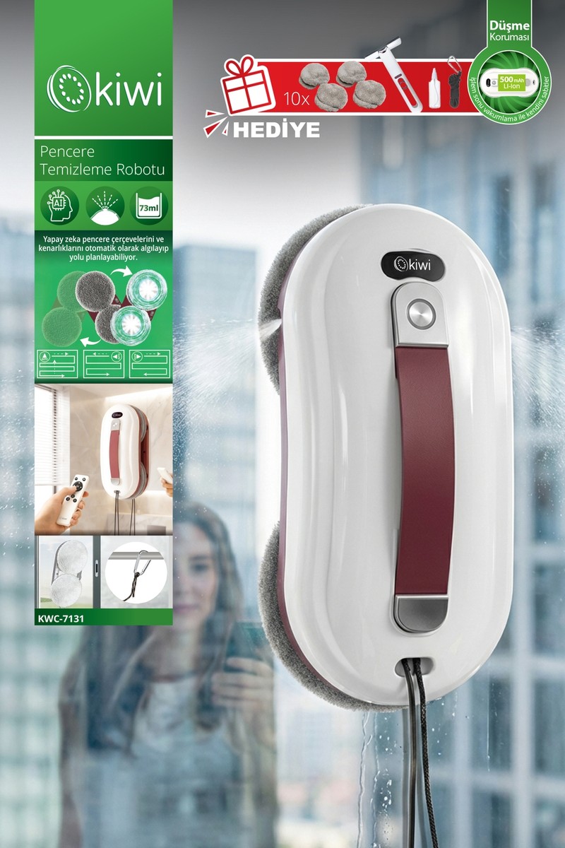 Kiwi Kiwi KWC-7131 Pencere Temizleme Robotu | Otomatik Emiş & Çift Mop & Uzaktan — 6. ürün görseli