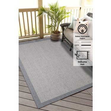 Konfor Halı Konfor Halı Konfor Sisalux 3092 Gri Jüt Tabanlı Modern Dokuma Kilim Sisal Hasır Halı 80x150 fiyatı ve görseli