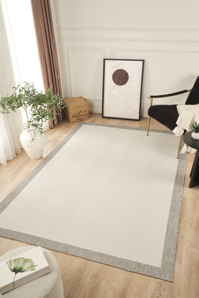 Konfor Halı Konfor Halı Sisalux 3086 Beyaz Gri Sisal Dokuma Jüt Kilim Hav Toz Vermez Halı Salon Mutfak Oturma — 6. ürün görseli